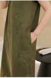 Daphne Linen Abstract Print Cheongsam Dress