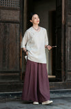 Bryony Linen Frog-Button Cheongsam Top