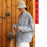 Fern Jacquard Floral Cotton-Linen Cheongsam Top