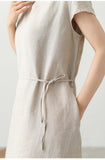 Zara Natural Linen Cheongsam Dress