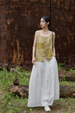 Patrician Linen Ramie Spliced Tie-Dye Tank Cheongsam Top