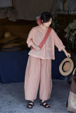 Ursula Tricolor Stripe Cotton Cheongsam Pants