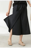 Sage Cotton High-Waist Skirt Cheongsam Pants