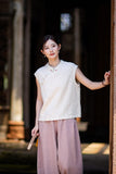 Fortune Linen Lilac Pink Cheongsam Top