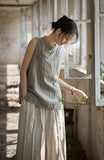 Cosmos Thin Tie-Dye Ramie Cotton Cheongsam Vest