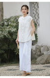 Verse Linen Pure White Cheongsam Shirt