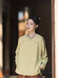 Priscilla Linen Caramel Vintage Cheongsam Top