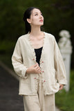 Philippa Loose Batwing Sleeve Ramie Cheongsam Coat