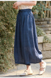 Xiomara Indigo Hemp Wide-Leg Cheongsam Pants