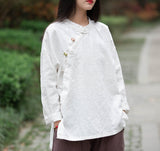 Jessamine Cotton-Linen Vintage Cheongsam Top