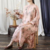 Petra Peach Cotton-Linen Cheongsam Dress