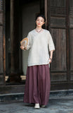Bryony Linen Frog-Button Cheongsam Top
