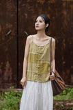 Patrician Linen Ramie Spliced Tie-Dye Tank Cheongsam Top