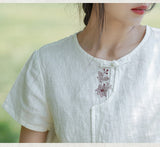 Lena Linen Embroidered Vintage Cheongsam Top