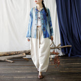 Gleam Ramie Striped Cheongsam Top