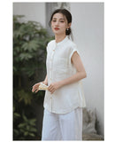 Verse Linen Pure White Cheongsam Shirt