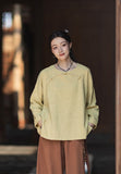 Priscilla Linen Caramel Vintage Cheongsam Top
