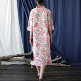 Verbena Pink Floral Cotton Cheongsam Dress