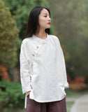 Jessamine Cotton-Linen Vintage Cheongsam Top