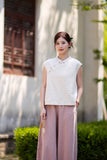 Fortune Linen Lilac Pink Cheongsam Top