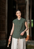 Georgiana Linen Mandarins Collar Cheongsam Top