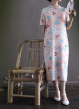 Meira Floral Print High-Slit Cheongsam Dress