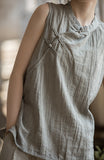Cosmos Thin Tie-Dye Ramie Cotton Cheongsam Vest