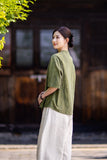 Rhiannon Tie-Dye Cotton-Linen Cheongsam Top