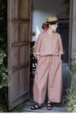 Ursula Tricolor Stripe Cotton Cheongsam Pants