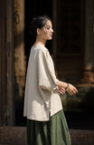 Dusk Ramie Blend Cheongsam Top