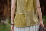 Patrician Linen Ramie Spliced Tie-Dye Tank Cheongsam Top