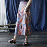 Floral Cotton-Linen Cheongsam Skirt