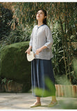 Pearl Cloud Gray Tencel Ramie Cheongsam Top