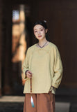 Priscilla Linen Caramel Vintage Cheongsam Top