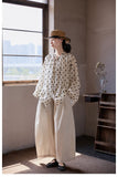 Lavender Black Rice Polka Dot Silk Cheongsam