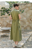 Zara Natural Linen Cheongsam Dress