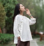 Jessamine Cotton-Linen Vintage Cheongsam Top