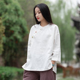 Jessamine Cotton-Linen Vintage Cheongsam Top
