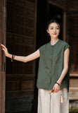 Georgiana Linen Mandarins Collar Cheongsam Top