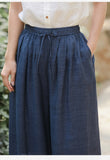 Xiomara Indigo Hemp Wide-Leg Cheongsam Pants