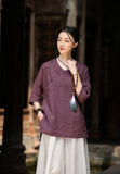 Bryony Linen Frog-Button Cheongsam Top