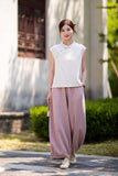 Fortune Linen Lilac Pink Cheongsam Top