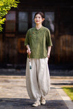 Rhiannon Tie-Dye Cotton-Linen Cheongsam Top