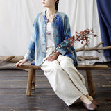 Gleam Ramie Striped Cheongsam Top