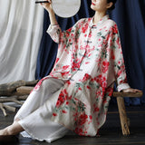 Venetia Linen Print Cheongsam Top