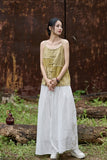 Patrician Linen Ramie Spliced Tie-Dye Tank Cheongsam Top