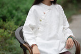 Jessamine Cotton-Linen Vintage Cheongsam Top