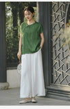Xanthe Wide-Leg Tencel Linen Cheongsam Pants