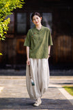 Rhiannon Tie-Dye Cotton-Linen Cheongsam Top