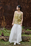 Patrician Linen Ramie Spliced Tie-Dye Tank Cheongsam Top
